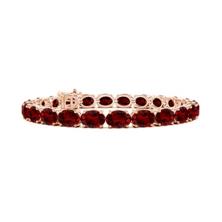 7x5mm Labgrown Lab-Grown Classic Oval Ruby Tennis Link Bracelet in 10K Rose Gold