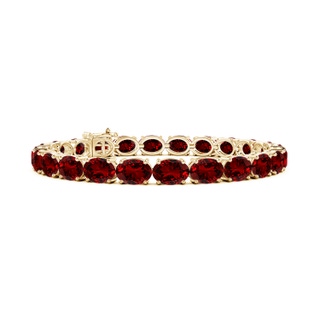 7x5mm Labgrown Lab-Grown Classic Oval Ruby Tennis Link Bracelet in 10K Yellow Gold