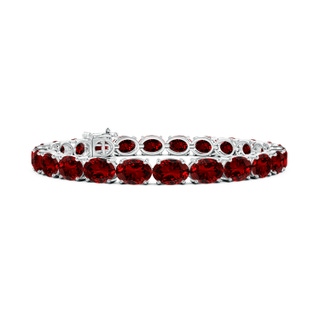 7x5mm Labgrown Lab-Grown Classic Oval Ruby Tennis Link Bracelet in S999 Silver