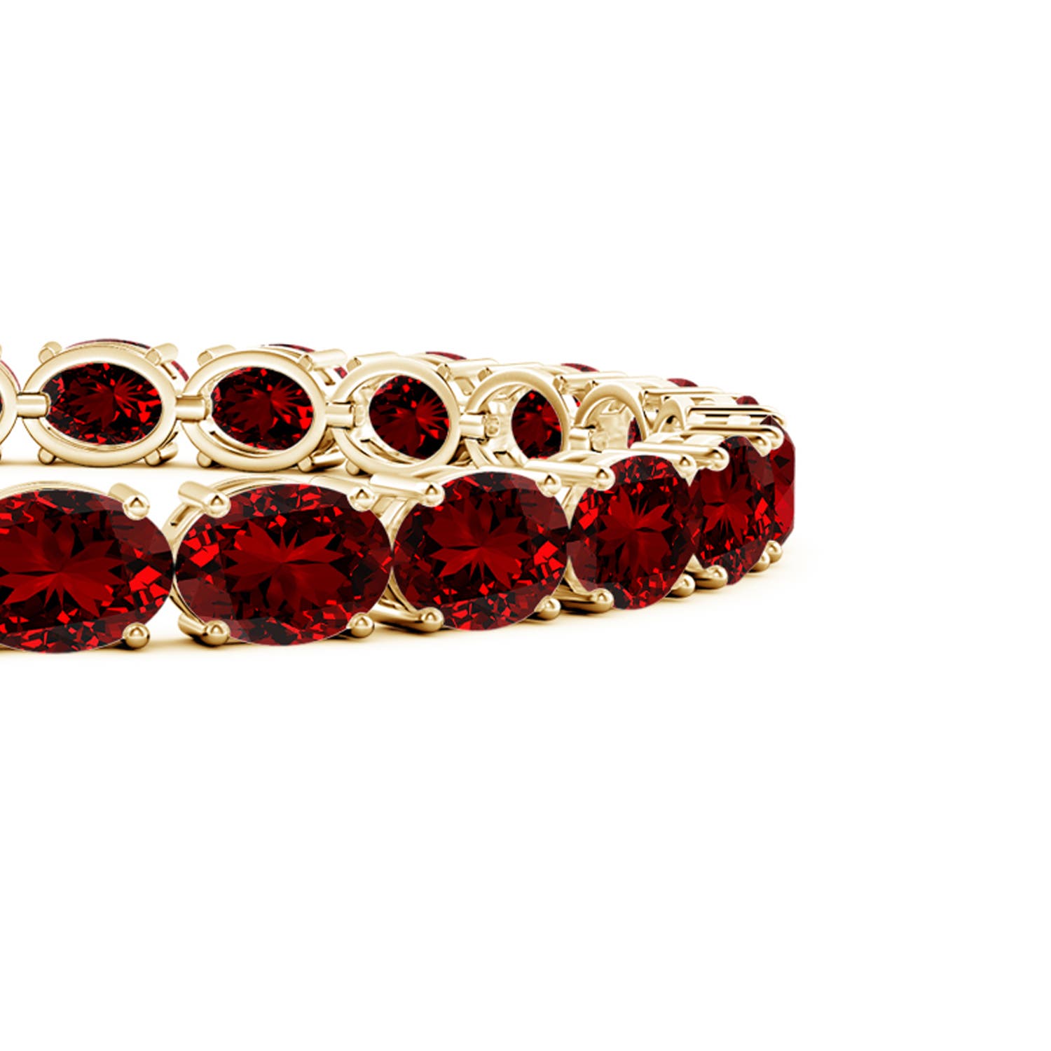 7x5mm Labgrown Lab-Grown Classic Oval Ruby Tennis Link Bracelet in Yellow Gold - side 3
