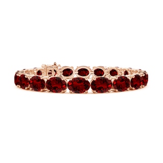 8x6mm Labgrown Lab-Grown Classic Oval Ruby Tennis Link Bracelet in 10K Rose Gold