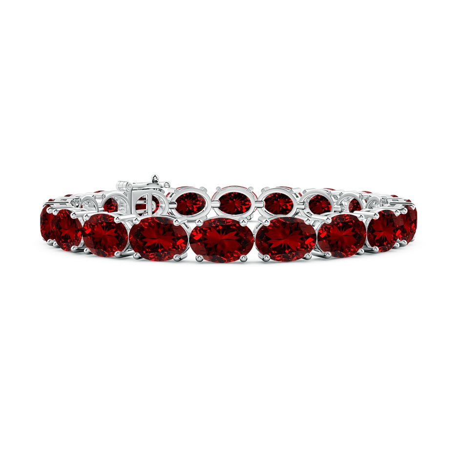 8x6mm Labgrown Lab-Grown Classic Oval Ruby Tennis Link Bracelet in White Gold 