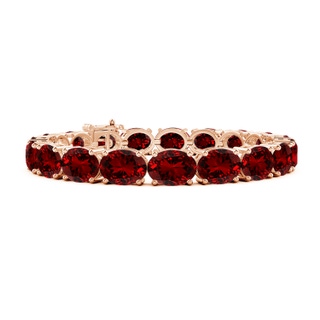 9x7mm Labgrown Lab-Grown Classic Oval Ruby Tennis Link Bracelet in 10K Rose Gold