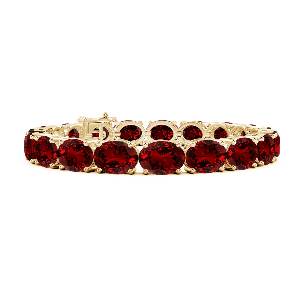 9x7mm Labgrown Lab-Grown Classic Oval Ruby Tennis Link Bracelet in 9K Yellow Gold