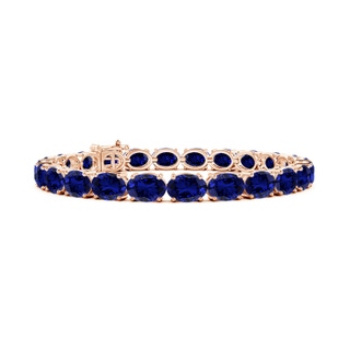 7x5mm Labgrown Lab-Grown Classic Oval Blue Sapphire Tennis Link Bracelet in Rose Gold