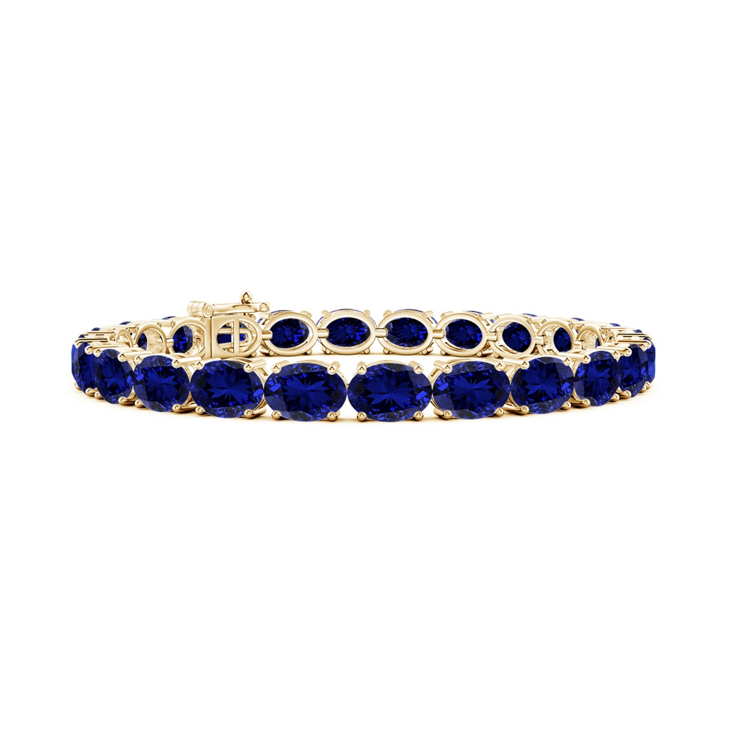 7x5mm Labgrown Lab-Grown Classic Oval Blue Sapphire Tennis Link Bracelet in Yellow Gold