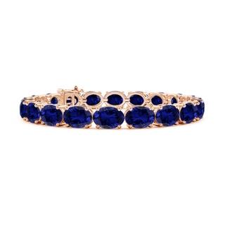8x6mm Labgrown Lab-Grown Classic Oval Blue Sapphire Tennis Link Bracelet in Rose Gold
