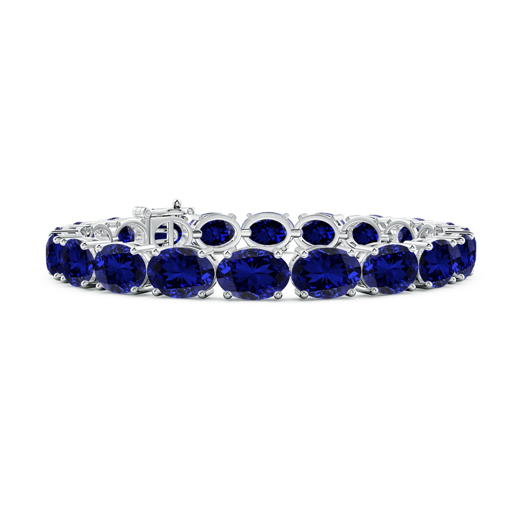 8x6mm Labgrown Lab-Grown Classic Oval Blue Sapphire Tennis Link Bracelet in White Gold 