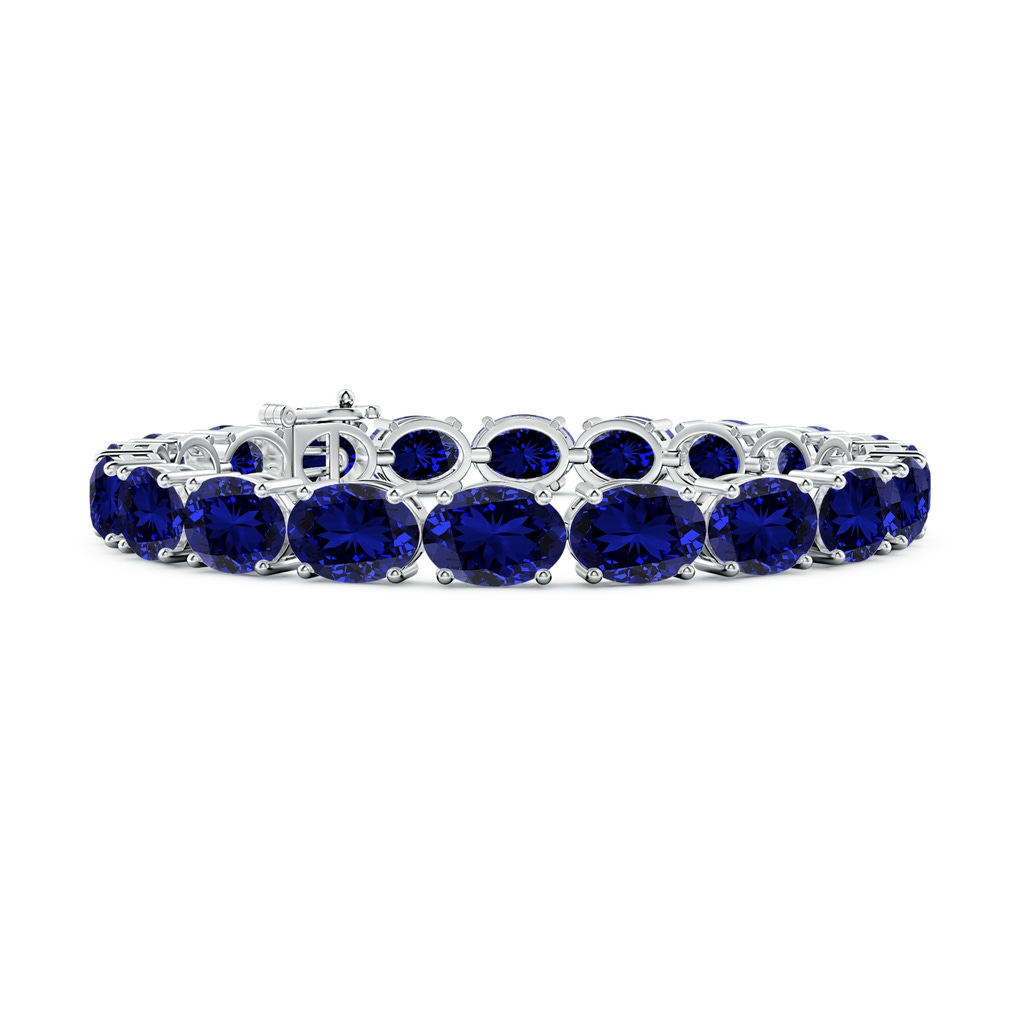 8x6mm Labgrown Lab-Grown Classic Oval Blue Sapphire Tennis Link Bracelet in White Gold