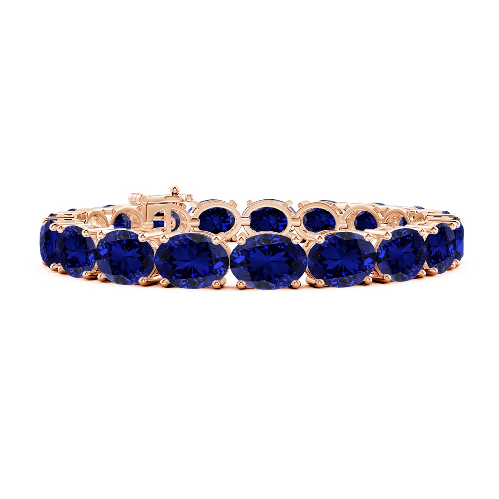 9x7mm Labgrown Lab-Grown Classic Oval Blue Sapphire Tennis Link Bracelet in 10K Rose Gold