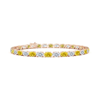 5x3mm Labgrown Classic Oval Lab-Grown Fancy Intense Yellow and White Diamond Tennis Link Bracelet in 18K Rose Gold