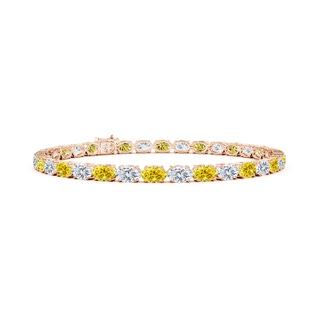 5x3mm Labgrown Classic Oval Lab-Grown Fancy Intense Yellow and White Diamond Tennis Link Bracelet in 9K Rose Gold