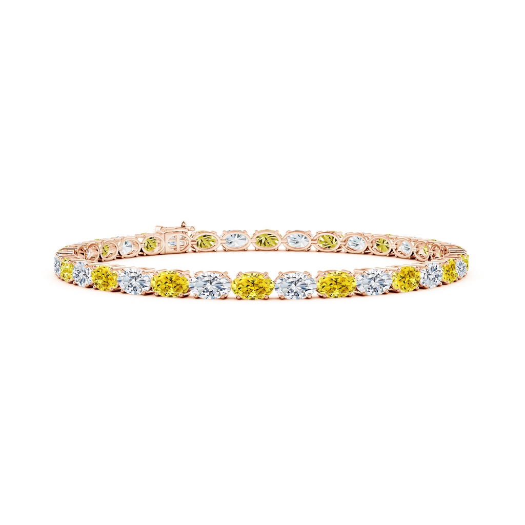 5x3mm Labgrown Classic Oval Lab-Grown Fancy Intense Yellow and White Diamond Tennis Link Bracelet in Rose Gold