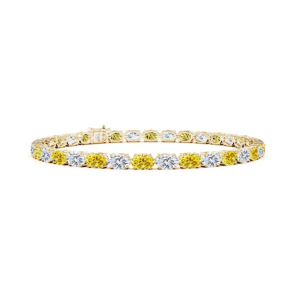 5x3mm Labgrown Classic Oval Lab-Grown Fancy Intense Yellow and White Diamond Tennis Link Bracelet in Yellow Gold