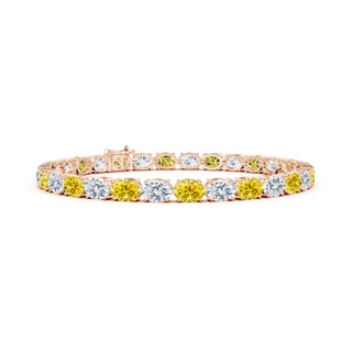 6x4mm Labgrown Classic Oval Lab-Grown Fancy Intense Yellow and White Diamond Tennis Link Bracelet in 9K Rose Gold
