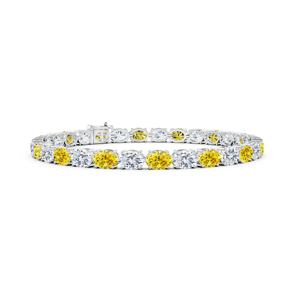 6x4mm Labgrown Classic Oval Lab-Grown Fancy Intense Yellow and White Diamond Tennis Link Bracelet in White Gold