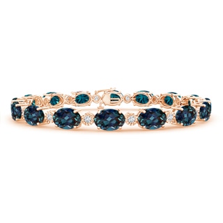 7x5mm Labgrown Oval Lab-Grown Alexandrite Stackable Bracelet with Illusion Diamonds in 10K Rose Gold