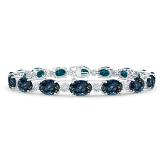 7x5mm Labgrown Oval Lab-Grown Alexandrite Stackable Bracelet with Illusion Diamonds in White Gold