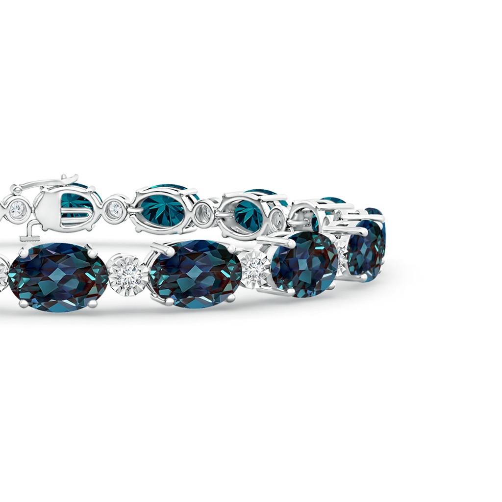 7x5mm Labgrown Oval Lab-Grown Alexandrite Stackable Bracelet with Illusion Diamonds in White Gold - side 199