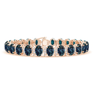 6x4mm Labgrown Oval Lab-Grown Alexandrite Stackable Bracelet with Swirl Diamond Links in 18K Rose Gold