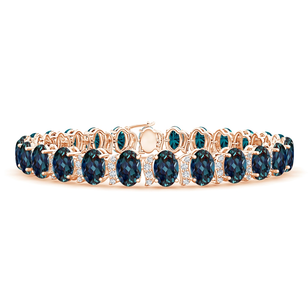 6x4mm Labgrown Oval Lab-Grown Alexandrite Stackable Bracelet with Swirl Diamond Links in Rose Gold