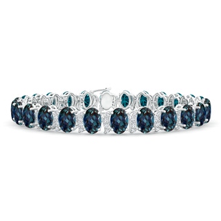 6x4mm Labgrown Oval Lab-Grown Alexandrite Stackable Bracelet with Swirl Diamond Links in White Gold