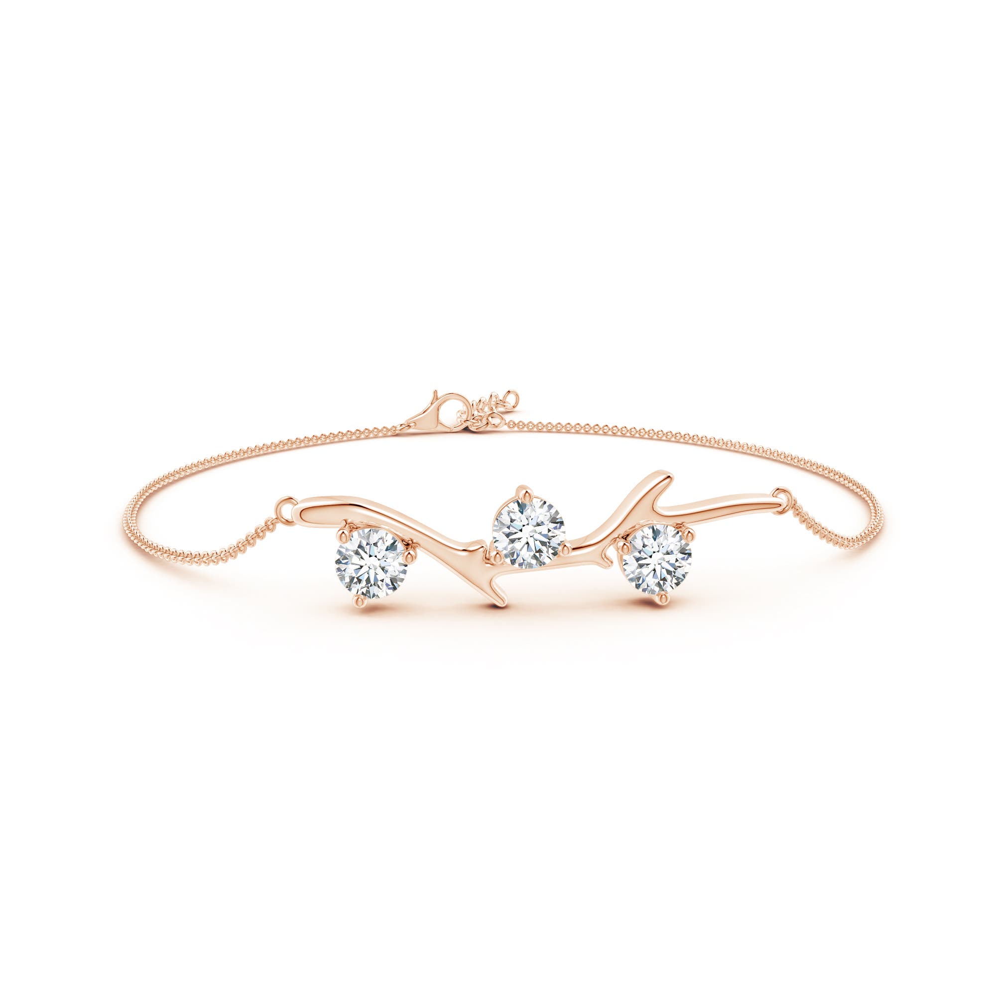 5.1mm FGVS Lab-Grown Nature Inspired Round Diamond Tree Branch Bracelet in 18K Rose Gold