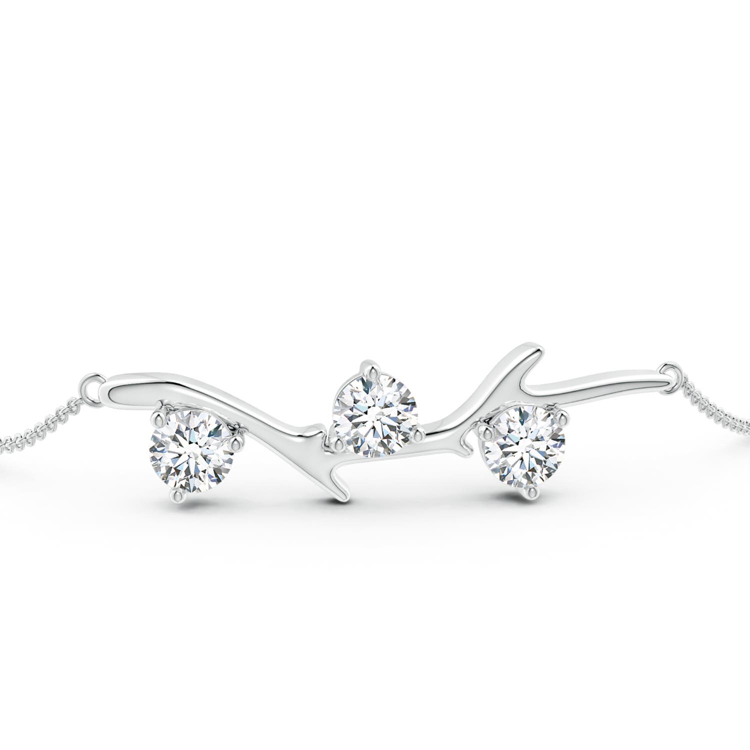 5.1mm FGVS Lab-Grown Nature Inspired Round Diamond Tree Branch Bracelet in 18K White Gold