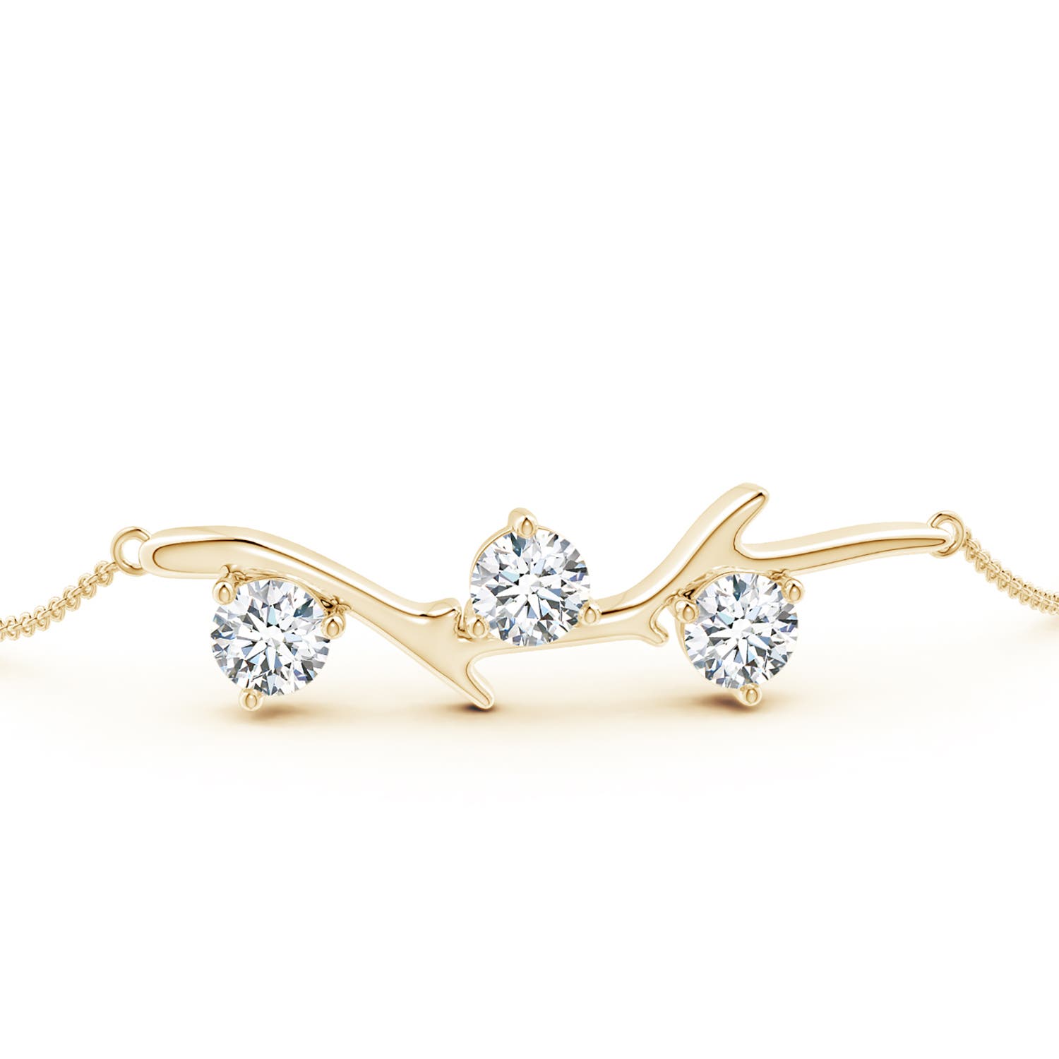 5.1mm FGVS Lab-Grown Nature Inspired Round Diamond Tree Branch Bracelet in 18K Yellow Gold