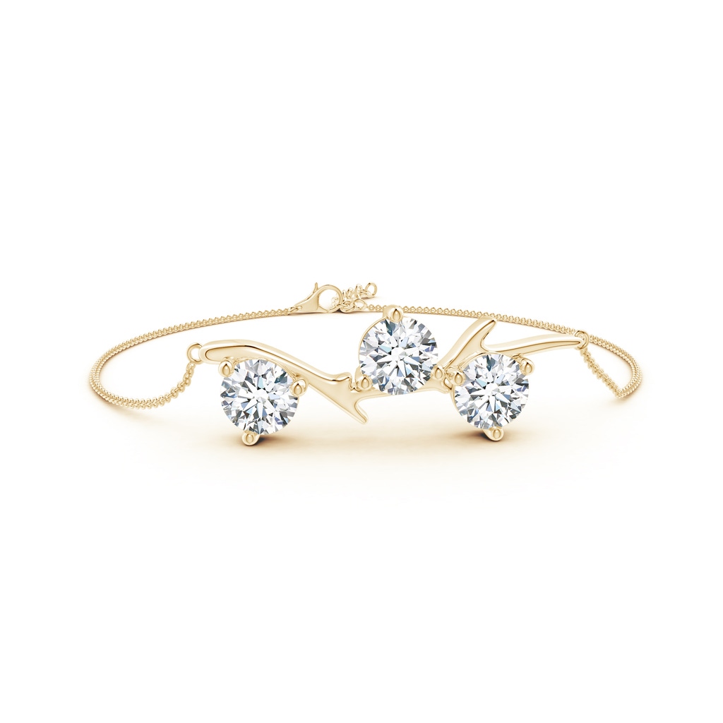 7.4mm FGVS Lab-Grown Nature Inspired Round Diamond Tree Branch Bracelet in 18K Yellow Gold