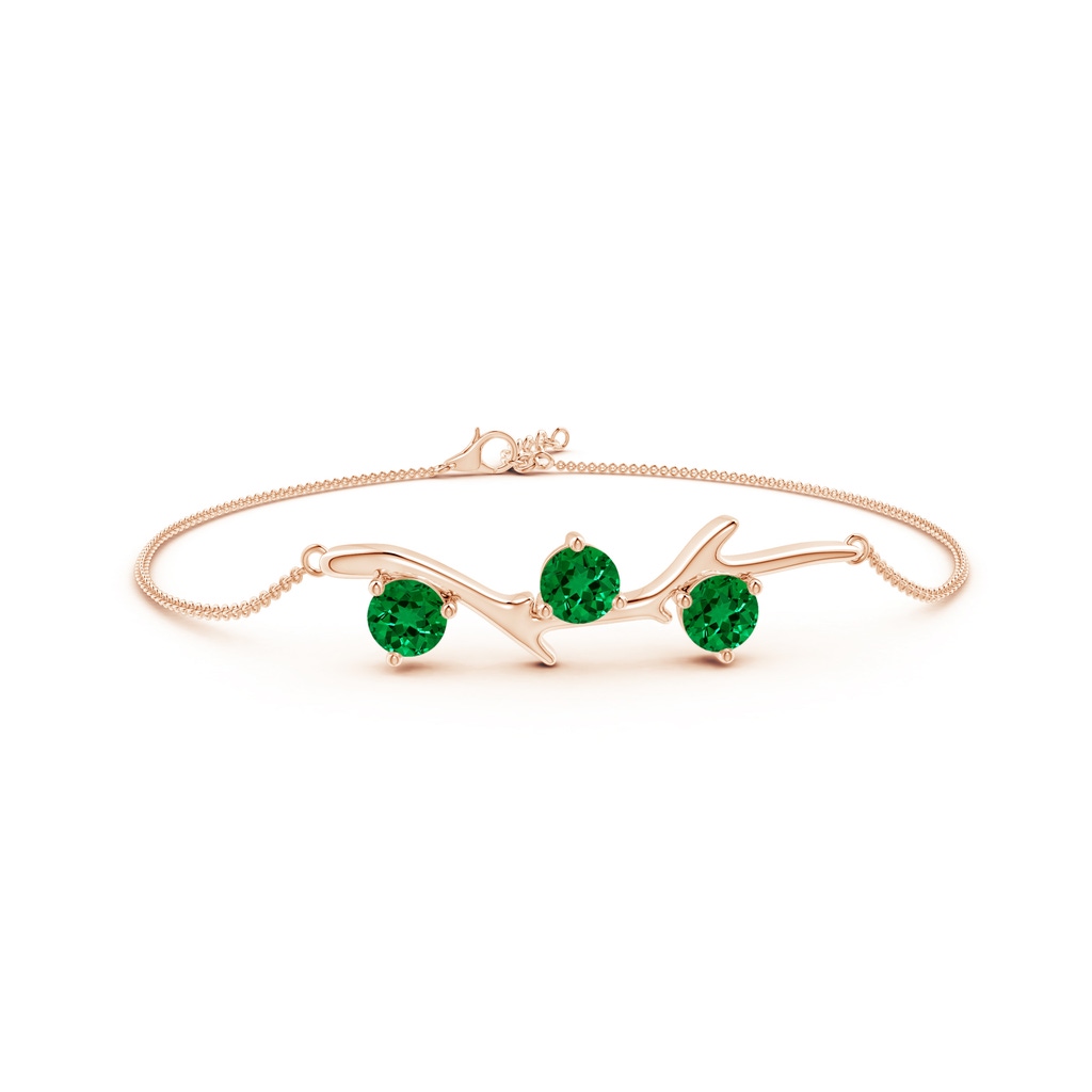 5mm Labgrown Lab-Grown Nature Inspired Round Emerald Tree Branch Bracelet in Rose Gold