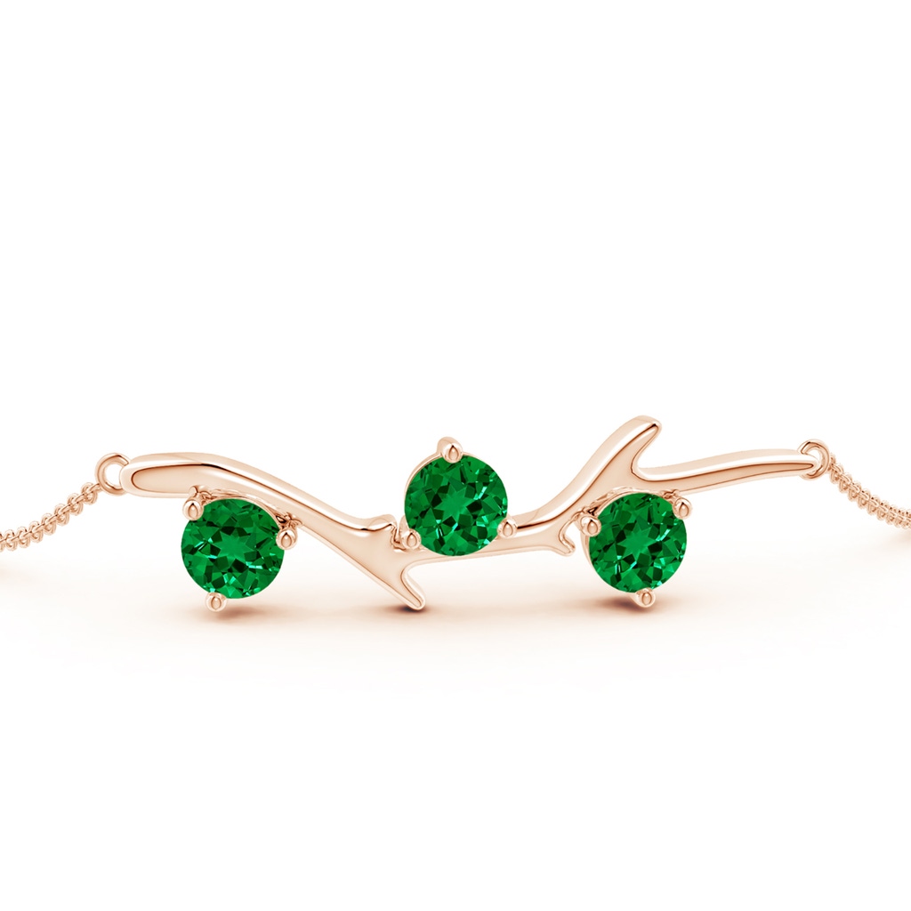 5mm Labgrown Lab-Grown Nature Inspired Round Emerald Tree Branch Bracelet in Rose Gold - side 199