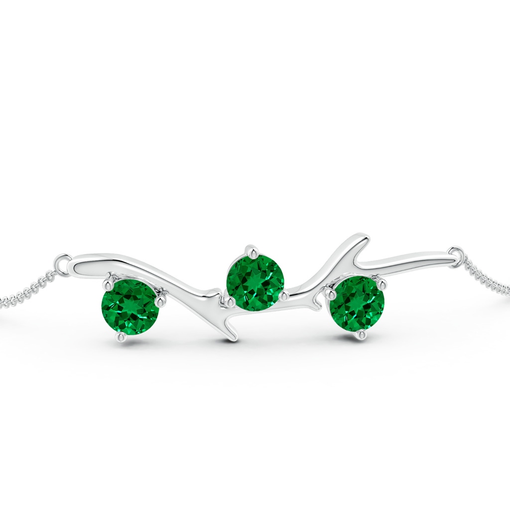 5mm Labgrown Lab-Grown Nature Inspired Round Emerald Tree Branch Bracelet in White Gold Side 199