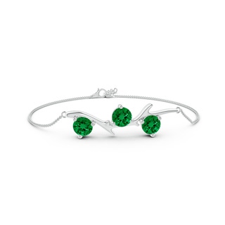 6mm Labgrown Lab-Grown Nature Inspired Round Emerald Tree Branch Bracelet in P950 Platinum