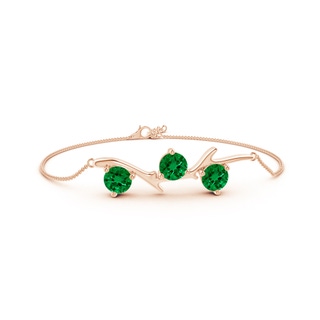 6mm Labgrown Lab-Grown Nature Inspired Round Emerald Tree Branch Bracelet in Rose Gold