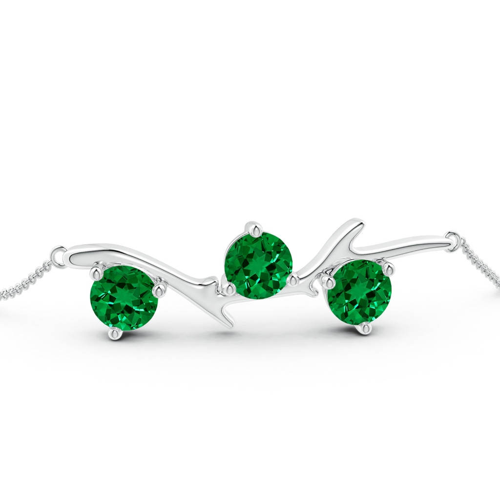 6mm Labgrown Lab-Grown Nature Inspired Round Emerald Tree Branch Bracelet in White Gold - side 199