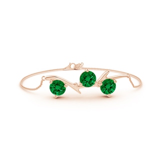 7mm Labgrown Lab-Grown Nature Inspired Round Emerald Tree Branch Bracelet in 18K Rose Gold