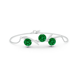 Three Stone White Gold Lab Grown Emerald Bracelets