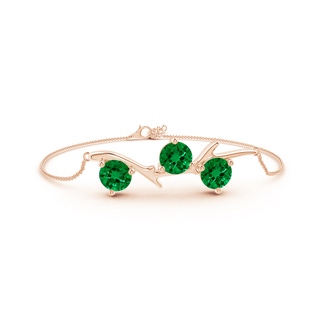 7mm Labgrown Lab-Grown Nature Inspired Round Emerald Tree Branch Bracelet in Rose Gold