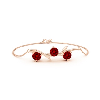 6mm Labgrown Lab-Grown Nature Inspired Round Ruby Tree Branch Bracelet in Rose Gold