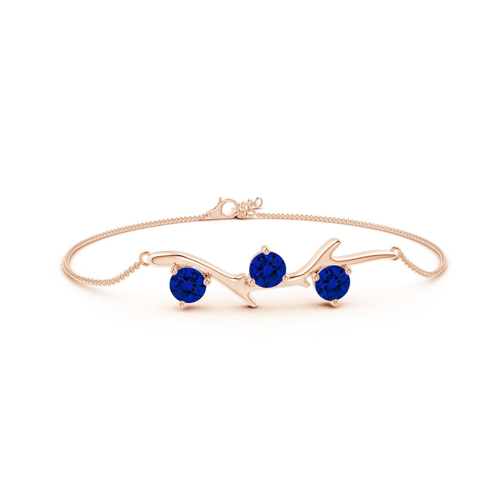 5mm Labgrown Lab-Grown Nature Inspired Round Blue Sapphire Tree Branch Bracelet in Rose Gold
