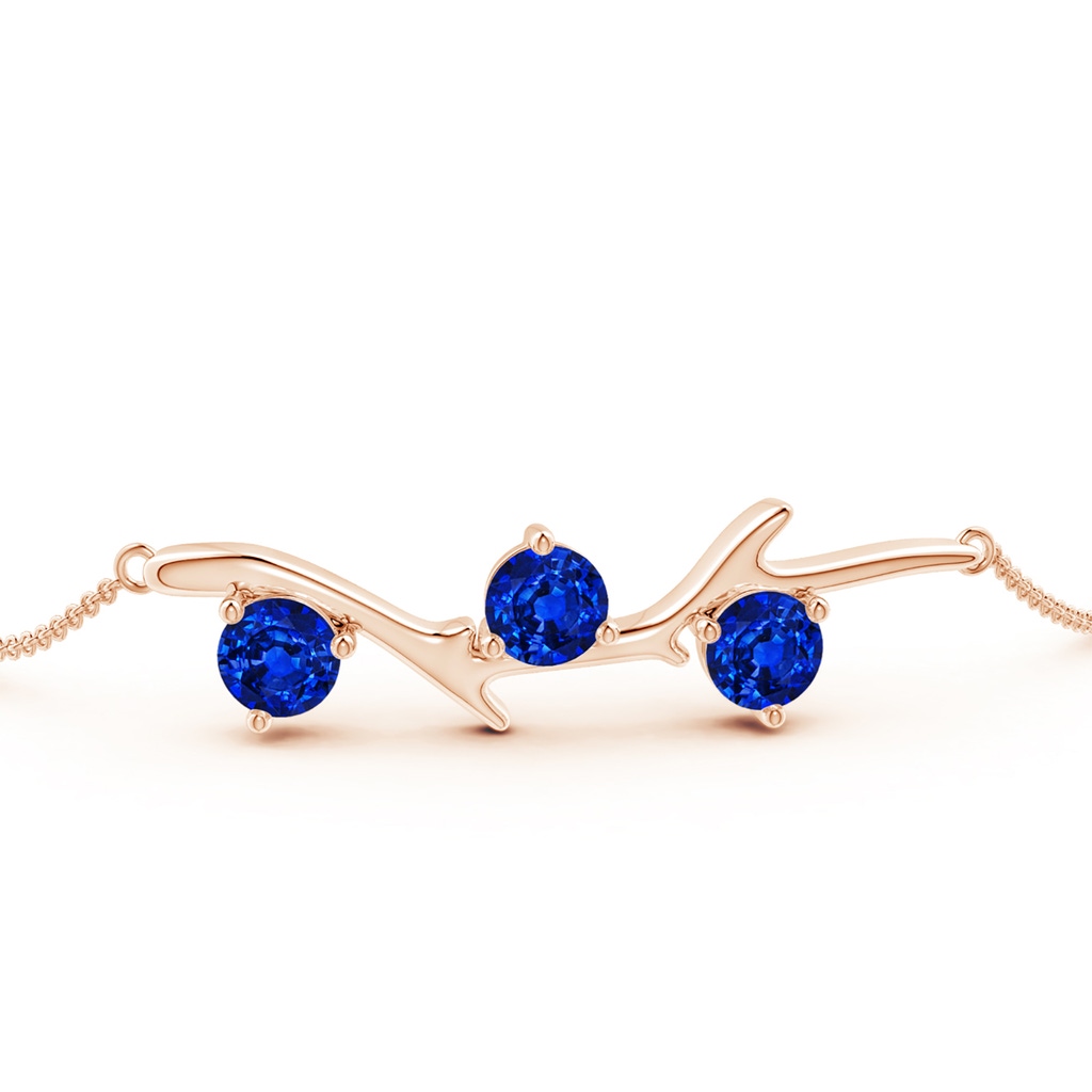 5mm Labgrown Lab-Grown Nature Inspired Round Blue Sapphire Tree Branch Bracelet in Rose Gold - side 199