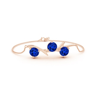 7mm Labgrown Lab-Grown Nature Inspired Round Blue Sapphire Tree Branch Bracelet in Rose Gold