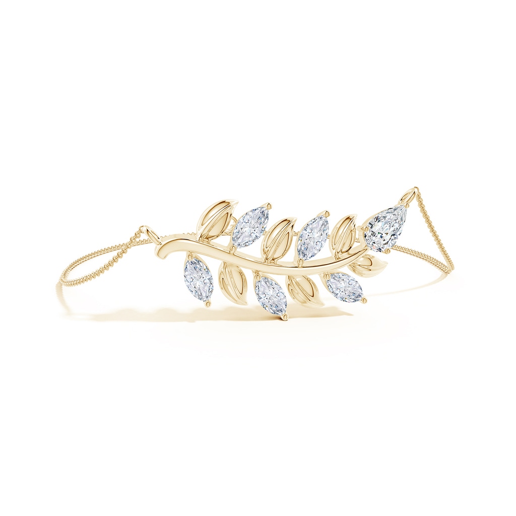 8x5mm FGVS Lab-Grown Pear and Marquise Diamond Olive Branch Bracelet in Yellow Gold