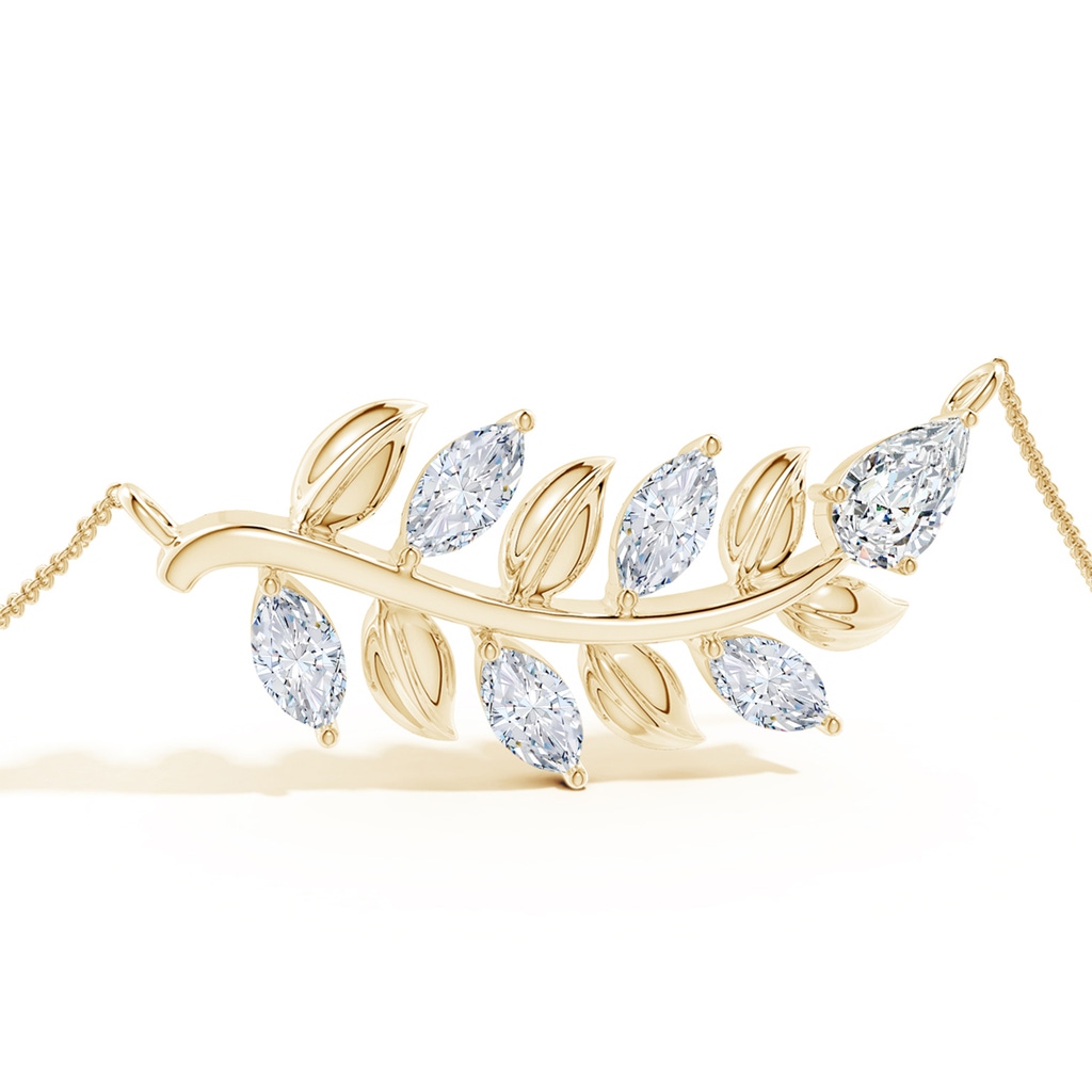 8x5mm FGVS Lab-Grown Pear and Marquise Diamond Olive Branch Bracelet in Yellow Gold Side 199