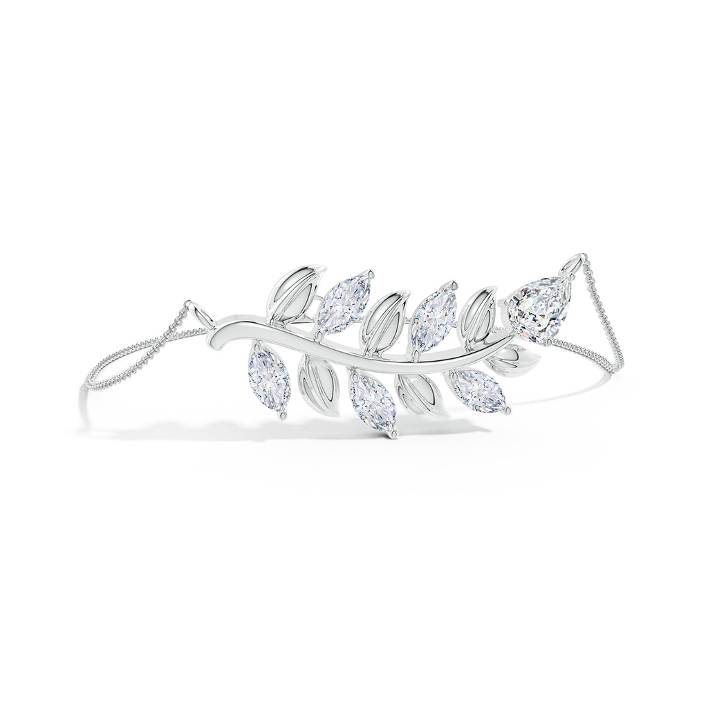 9x5.5mm FGVS Lab-Grown Pear and Marquise Diamond Olive Branch Bracelet in White Gold