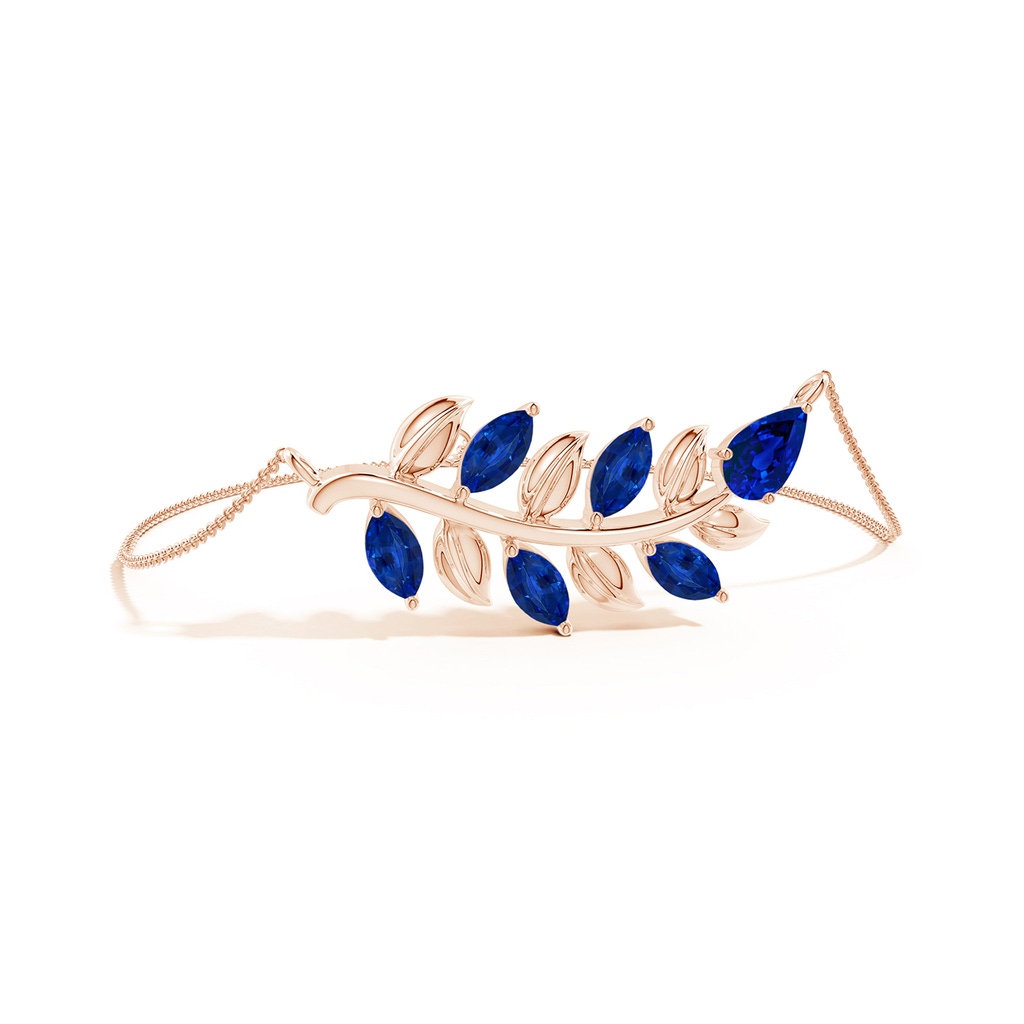7x5mm Labgrown Lab-Grown Pear and Marquise Blue Sapphire Olive Branch Bracelet in Rose Gold