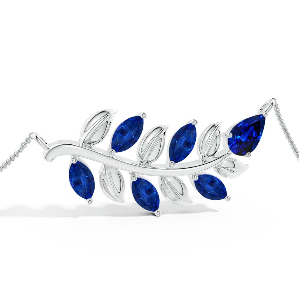 7x5mm Labgrown Lab-Grown Pear and Marquise Blue Sapphire Olive Branch Bracelet in White Gold - side 199