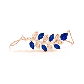 8x6mm Labgrown Lab-Grown Pear and Marquise Blue Sapphire Olive Branch Bracelet in 18K Rose Gold