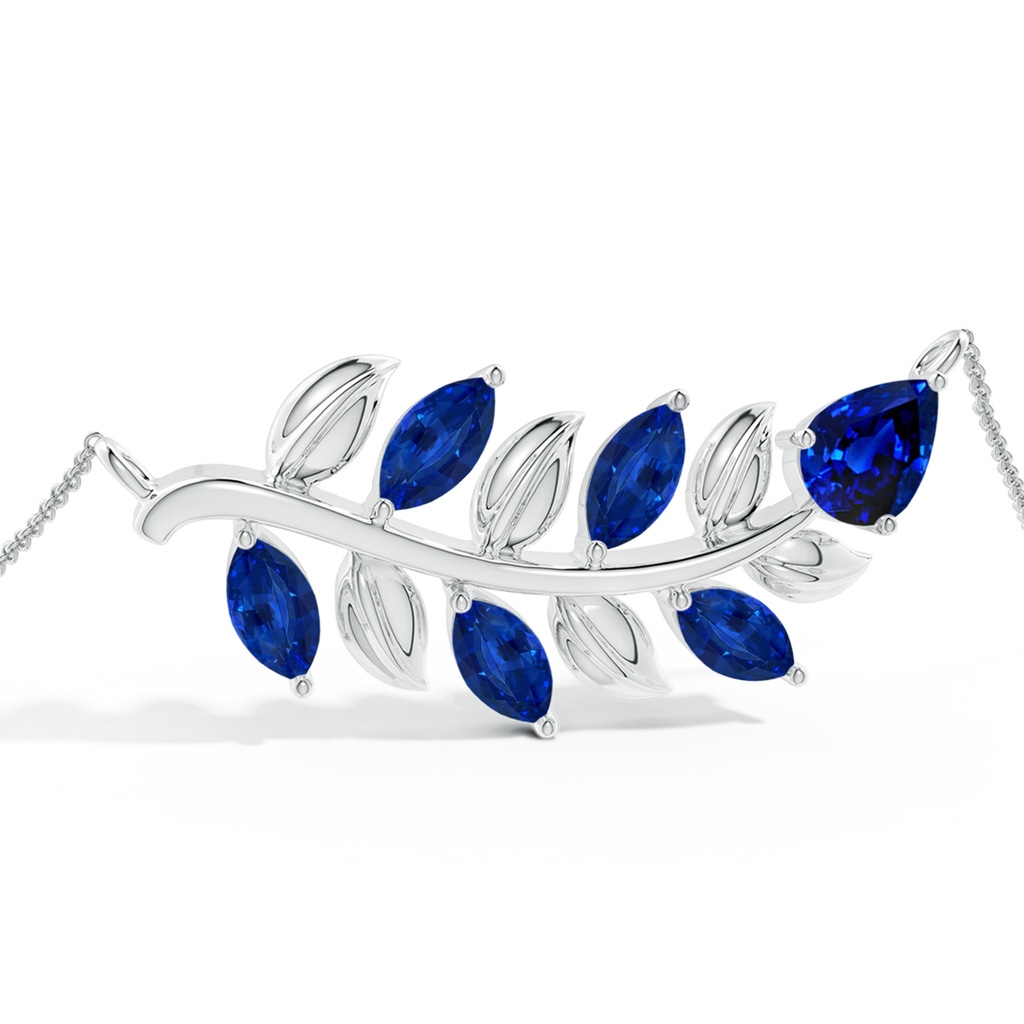 8x6mm Labgrown Lab-Grown Pear and Marquise Blue Sapphire Olive Branch Bracelet in White Gold - side 199